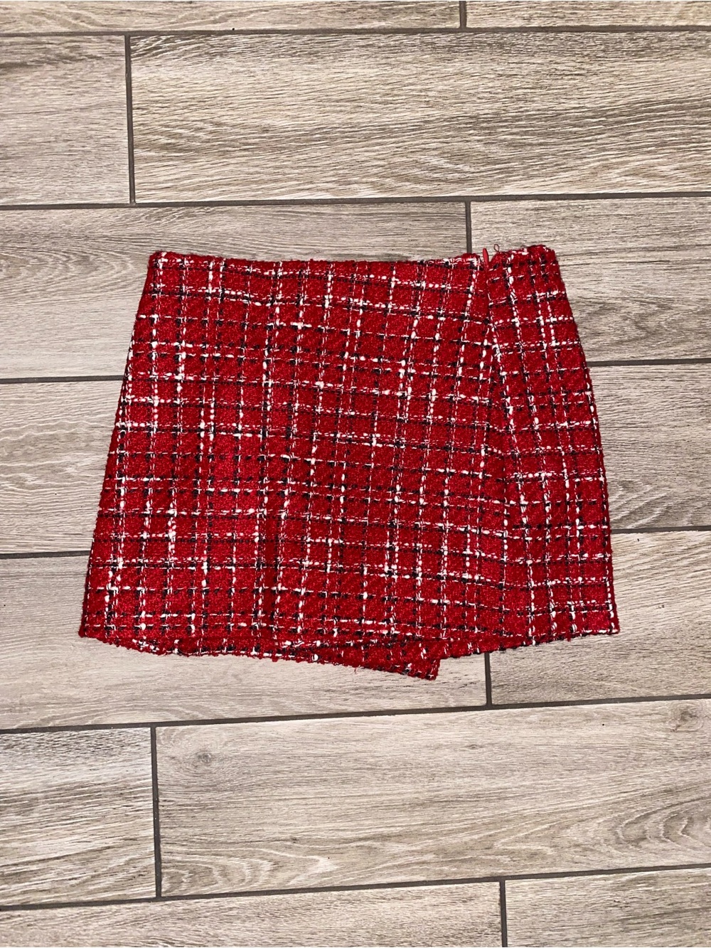 Zara Red Tweed Mini Skirt